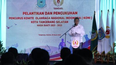 pelantikan KONI Tangsel periode 2021-2025.