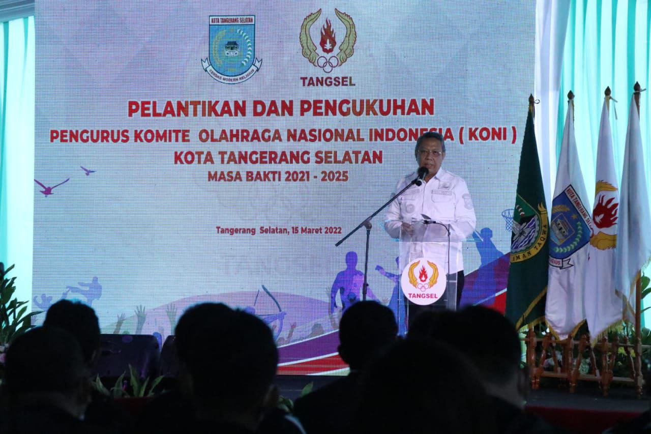 pelantikan KONI Tangsel periode 2021-2025.