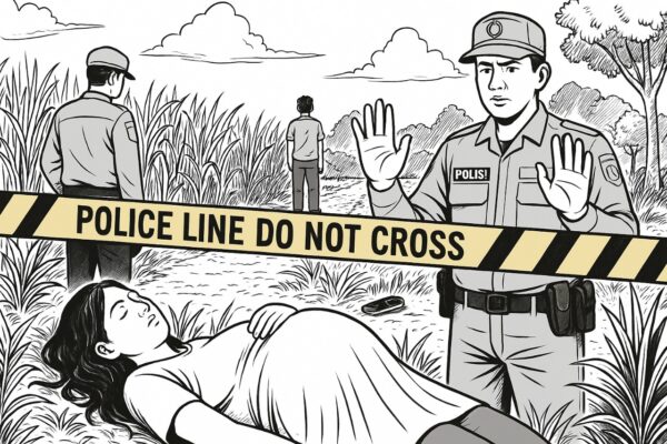 Ilustrasi lokasi penemuan jasad wanita hamil di kebun tebu Ogan Ilir
