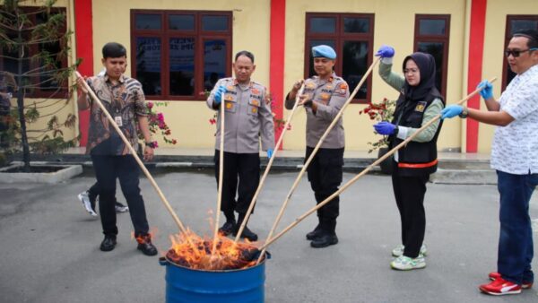 Pemusnahan barang bukti narkoba oleh Polres Pelabuhan Belawan.