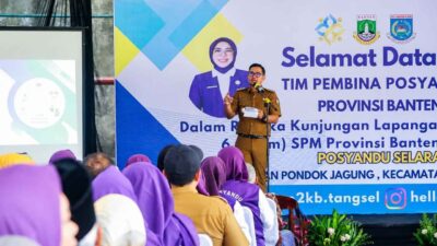 Wakil Wali Kota Tangerang Selatan Pilar Saga Ichsan meninjau Posyandu Selada saat penilaian Lomba Posyandu Tingkat Provinsi Banten 2026.