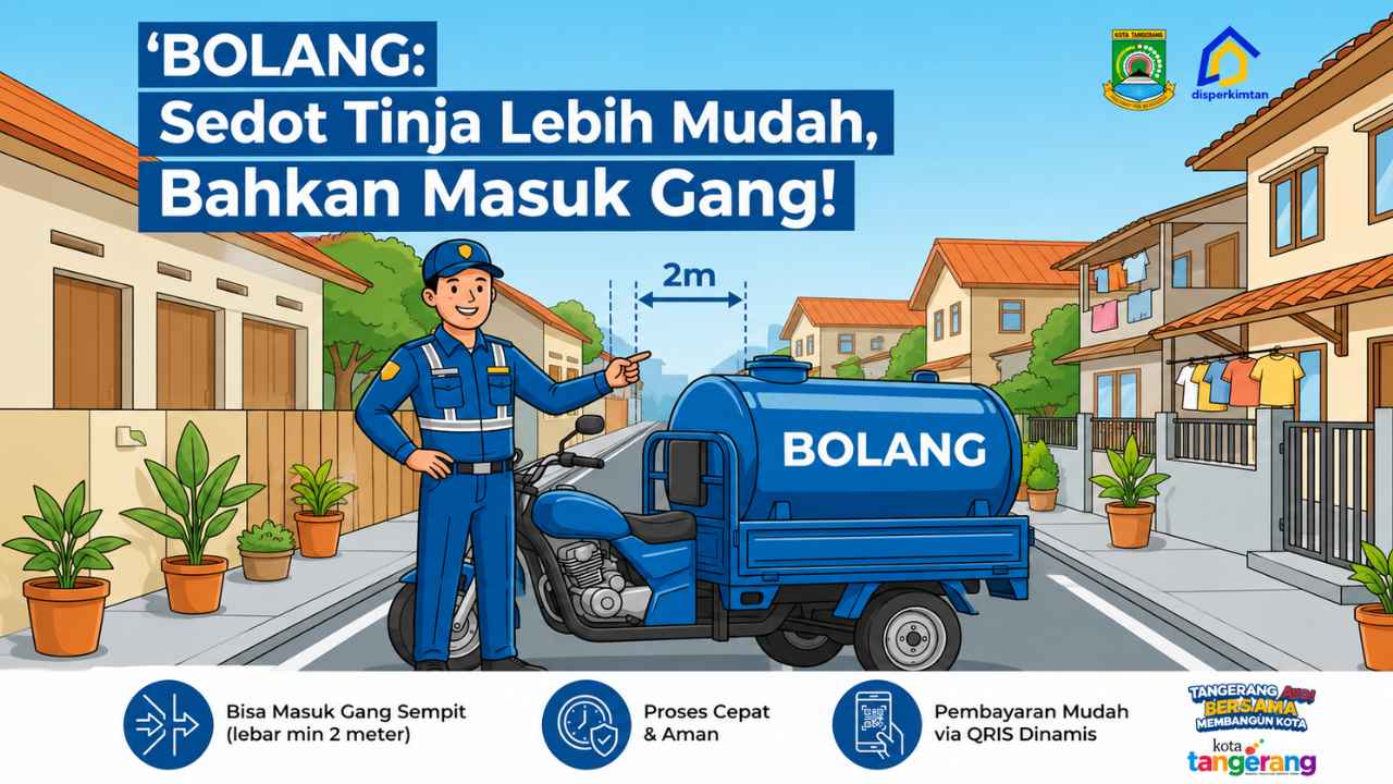 Layanan sedot tinja Tangerang menggunakan Bolang untuk menjangkau gang sempit.
